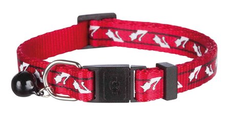 Kattenhalsband met motief en bel rood
