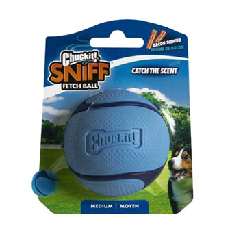 Chuckit speelbal M blauw 6,8 cm &ndash; hondenbal met bacon geur