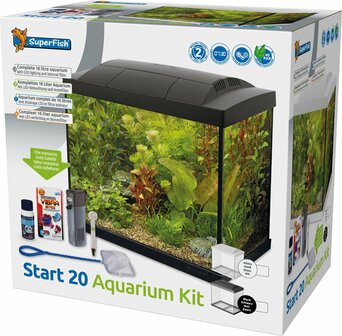 SuperFish Aquarium Start 20 compleet aquarium 16 liter met LED verlichting, filter en accessoires verpakking