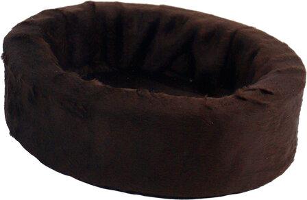 Boon bontmand bruin in ovale teddystof, beschikbaar in 5 maten voor honden en katten 40 cm