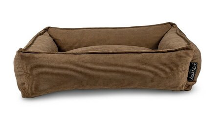 Lex en Max hondenmand Chicago Taupe van ribstof met orthopedische bodem 80x65 cm