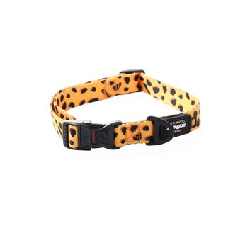 Rogz Cheetah halsband geel zwart nylon verstelbaar met kliksluiting maat XS