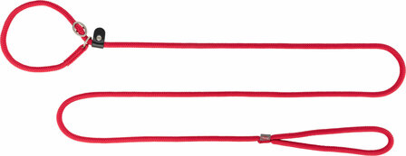 Rode Trixie Summit retrieverlijn van 13 mm dik, stevig gevlochten nylon touw met een traploos verstelbare stop tegen trekken