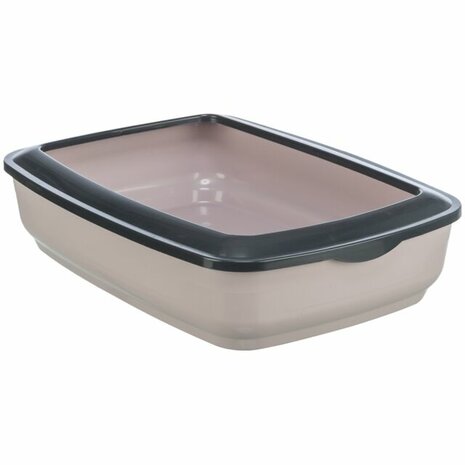 Trxie open kattenbak Mio met rand 43x32x12 cm roze det.1