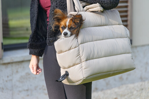 Designed by Lotte Tico hondendraagtas beige 42x20x35 cm &ndash; luxe hondentas onderweg