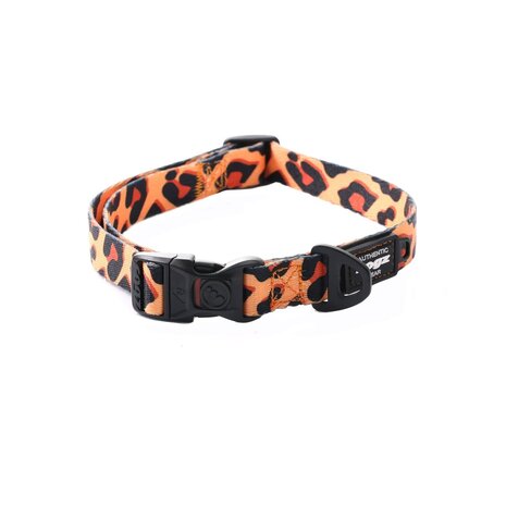 Rogz Leopard halsband met luipaardprint in oranje en zwart maat XS