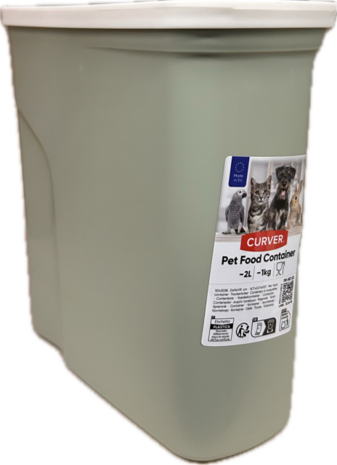 Curver voedselcontainer Misty Green bewaarton voor hondenvoer en kattenvoer met handvat 2 liter sfeer foto