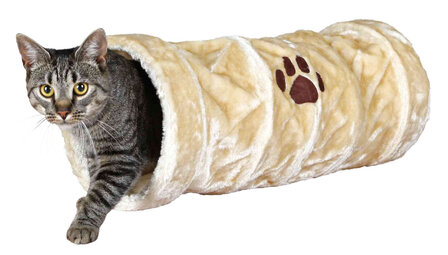 Katten speeltunnel teddy beige