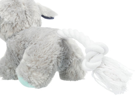 Pluche hond met touw24 cm det.4