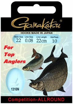 Gamakatsu witvis onderlijn 22 cm Haak 1310B