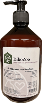 DiboZoo Schapenvet met Knoflook 500 ml voor honden &ndash; vloeibaar supplement voor gezonde vacht, huid en immuunsysteem met 