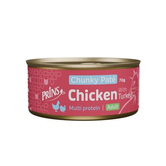Prins Chicken with Turkey Chunky pat&eacute; blikvoeding kat 70 gram