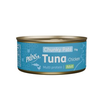 Prins Tuna with chicken Chunky pat&eacute; blikvoeding kat 70 gram