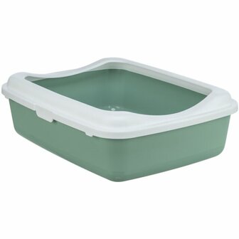Open Trixie kattenbak met afneembare rand in saliegroen en wit, afmetingen 37 &times; 15 &times; 48 cm det.1