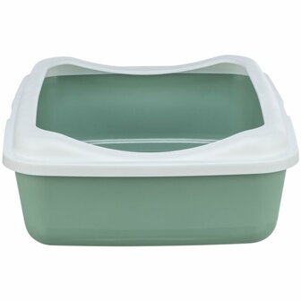 Open Trixie kattenbak met afneembare rand in saliegroen en wit, afmetingen 37 &times; 15 &times; 48 cm det.2
