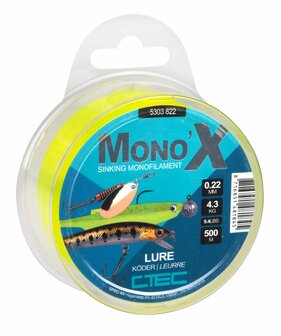 C-Tec Mono&#039;X Lure gele monofilament vislijn voor kunstaasvissen, 300 meter, hoge zichtbaarheid en lage rek