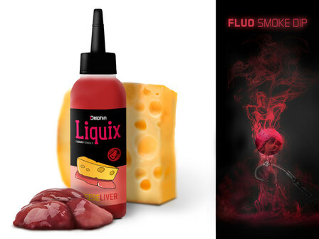 Potje LiquiX fluo dip rood en groen voor boilies, pellets en PVA