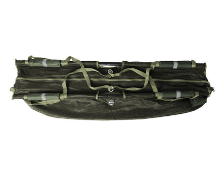 Weigh Sling Bag 125&times;45&times;30 cm met drijvers, reflecterende strips en draagriemen voor karpervissen bovenkant