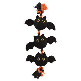 Adori Halloween hondenspeelgoed Floss 50 cm met 3 vleermuizen, ideaal voor ravotten en apporteren