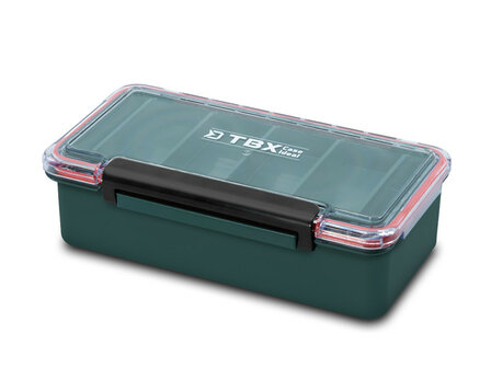 Delphin TBX Case Clip Ideal compacte waterdichte tacklebox met transparant deksel en uitneembare schotjes voor visspullen