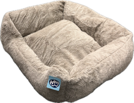 Adori hondenmand Maya taupe 86x68x30 cm pluche hondenmand met hoge randen en lage instap