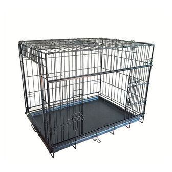 Zwarte hondenbench 107x71x79 cm met 2 schuifdeuren