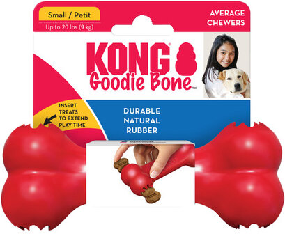 KONG Goodie Classic Bone Small kauwspeelgoed van sterk rubber voor honden verpakt