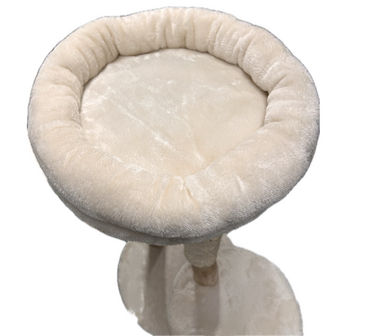 Katten Krabpaal Natural 80 cm &ndash; Hout &amp; beige Pluche mand