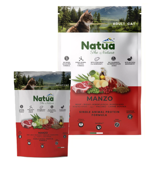 Natua kattenbrokjes beef graanvrij mono eiwit kattenvoer met vers rundvlees