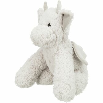 Trixie pluche hondenspeeltje witte draak Elwin 28 cm &ndash; hondenspeelgoed met geluid, interactief spel