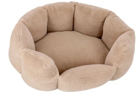 Adori Selena honden- en kattenmand 60 cm taupe ribstof met opstaande rand