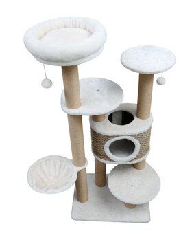 Adori krabpaal Rosa 140 cm met huisje hangmand en ligplateaus voor katten van boven