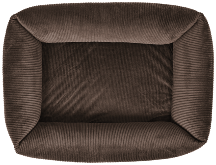 Petlando orthopedische hondenmand Luke bruin met ribstof en zachte vulling voor optimaal ligcomfort bovenkant