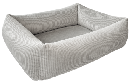 Petlando Luke orthopedische hondenmand grijs ribstof met afritsbare hoes en antislip bodem