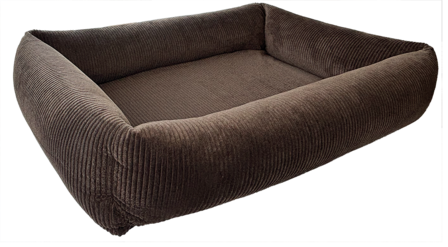 Petlando orthopedische hondenmand Luke bruin met ribstof en zachte vulling voor optimaal ligcomfort