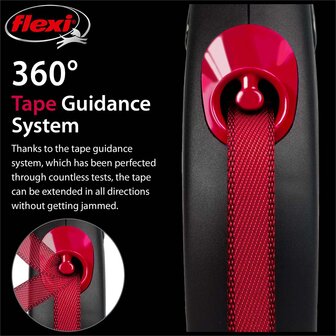 Flexi rollijn hond 5 meter lint zwart rood