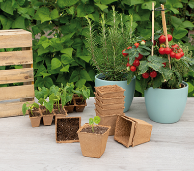 SOGO turfpotjes 8cm vierkant 10 stuks biologisch afbreekbare kweekpotjes voor zaaien en stekken sfeer foto