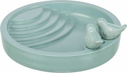 Trixie groene vogeldrinkbak 38 cm voor buitenvogels met decoratieve vogeltjes op de rand