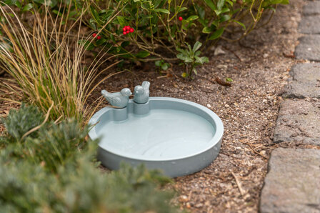 Trixie groene vogeldrinkbak 38 cm voor buitenvogels met decoratieve vogeltjes op de rand