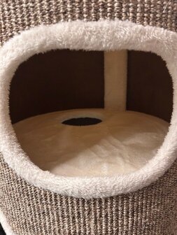 Krabton desertkleur met sisal, 5 slaapplekken en hangmat voor katten-inkijk