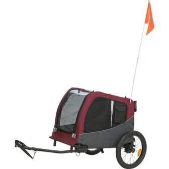 Trixie hondenfietskar grijs rood medium voor honden tot 22 kg
