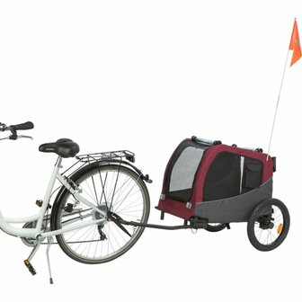 Trixie hondenfietskar grijs rood medium voor honden tot 22 kg- achter de fiets