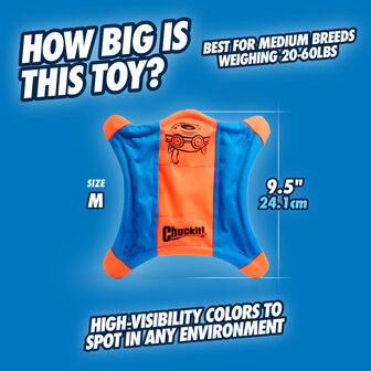 Chuckit Flying Squirrel M frisbee hond 24 cm afmetingen