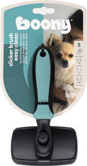 Boony Slicker Easy Clean Small zelfreinigende hondenborstel met pinnen en drukknop voor vachtverzorging