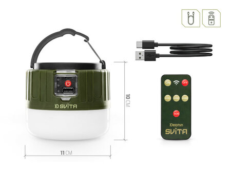 Delphin SVITA compacte bivvy lamp en kampeerlamp met afstandsbediening en ophanghaak.