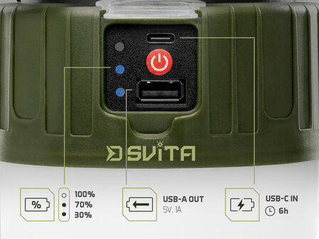 Delphin SVITA compacte bivvy lamp en kampeerlamp met afstandsbediening en ophanghaak.