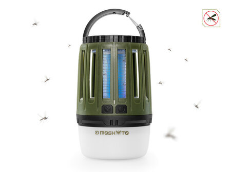Delphin MOSKYTO telescopische outdoor- en bivvylamp met UV-insectenval en ge&iuml;ntegreerde ophanghaak.