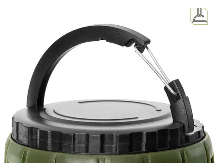 Delphin MOSKYTO telescopische outdoor- en bivvylamp met UV-insectenval en ge&iuml;ntegreerde ophanghaak.