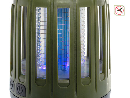 Delphin MOSKYTO telescopische outdoor- en bivvylamp met UV-insectenval en ge&iuml;ntegreerde ophanghaak.