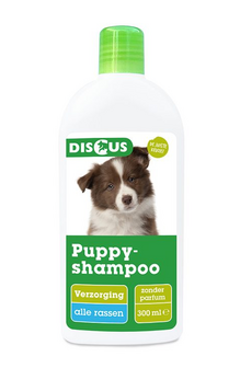 Flacon Discus Puppyshampoo van 300 ml milde pH-neutrale verzorgende shampoo voor puppy's van alle hondenrassen die de natu